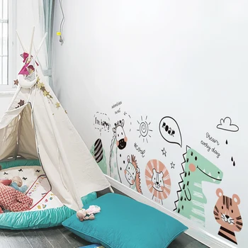 Mielas gyvūnų Siena Lipdukas Vaikams Kambaryje Gyvena Durų Lipdukai Namų dekoro kambario baldai miegamojo sienos