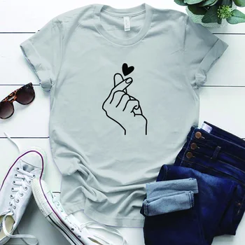 Pirštu Į Širdį Modelio Spausdinimo Marškinėliai Topai Harajuku S-5xl Negabaritinių Marškinėliai Atsitiktinis Plius Dydis Juokingas Mielas Moteris Tshirts Femme