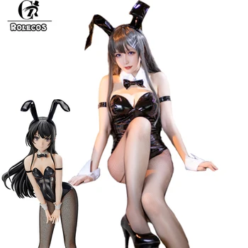 ROLECOS Anime Sakurajima Mai Cosplay Kostiumas Moterims Juoda Sexy Bunny Jumpsuit Odos Rascal Nėra Svajonė Bunny Mergina Senpai