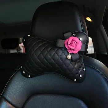 Rose Camellia Žiedų Automobilio Interjero Aksesuarų Stilius Crystal Odinis Vairas Padengti Rankinio stabdžio Pavara Padengti saugos Diržų Komplektai