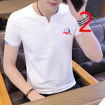 Trumpas rankovėmis vyriški banga prekės tendencija korėjos versija plonas plonas skyriaus jaunimo t-shirt medvilnės atsitiktinis gražuolis vyrų compassi